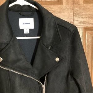 Old Navy Black Biker Jacket in Faux Suede
